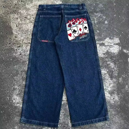 Loose Fit Printed Cotton Jeans for Men