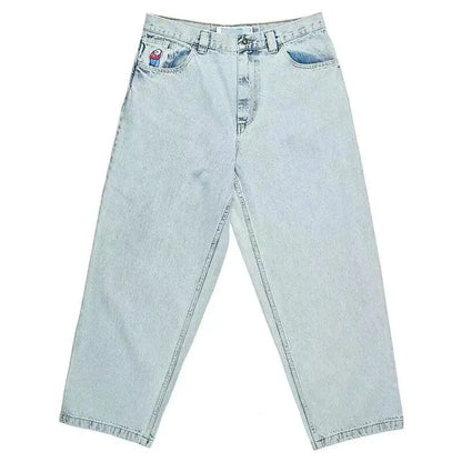Loose Fit Printed Cotton Jeans for Men