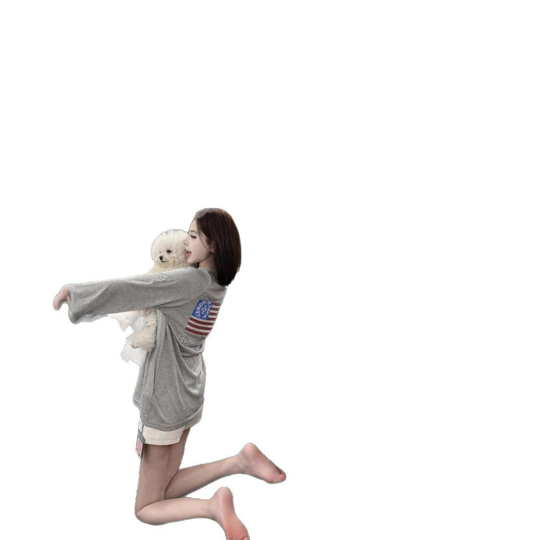 Loose Fit Printed Cotton Long Sleeve T-Shirt