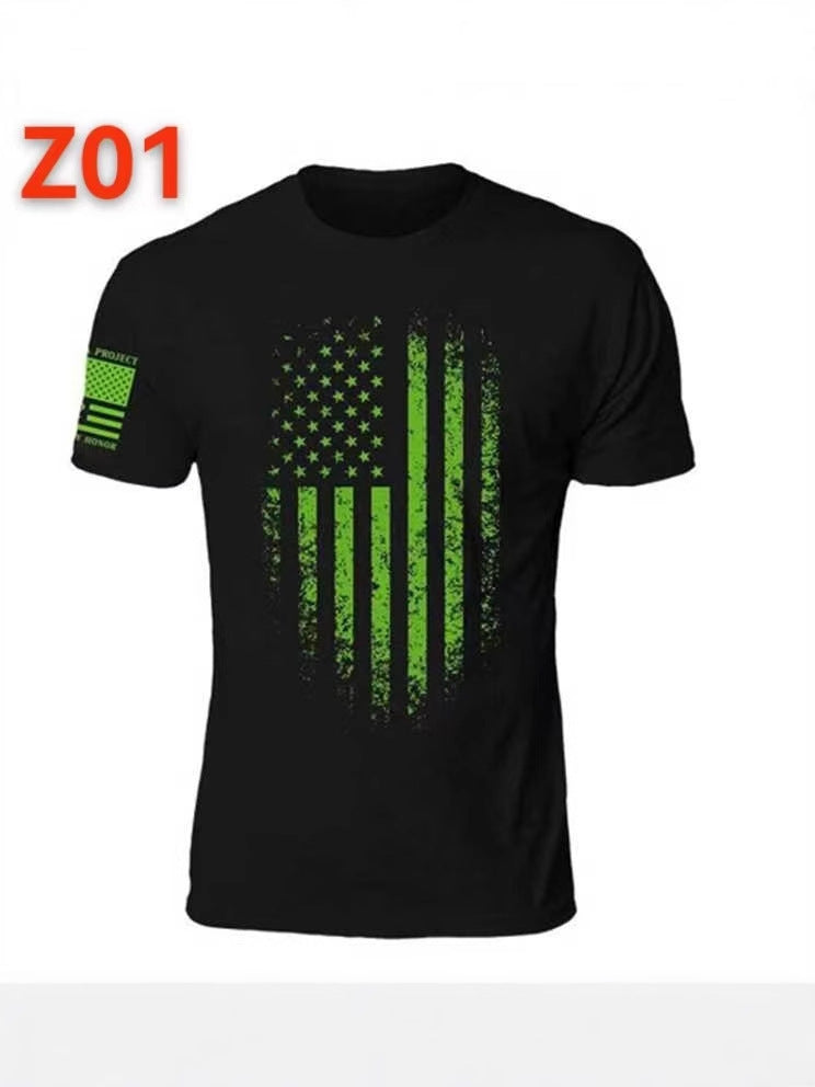Loose Fit Printed Round Neck Short Sleeve T-Shirt