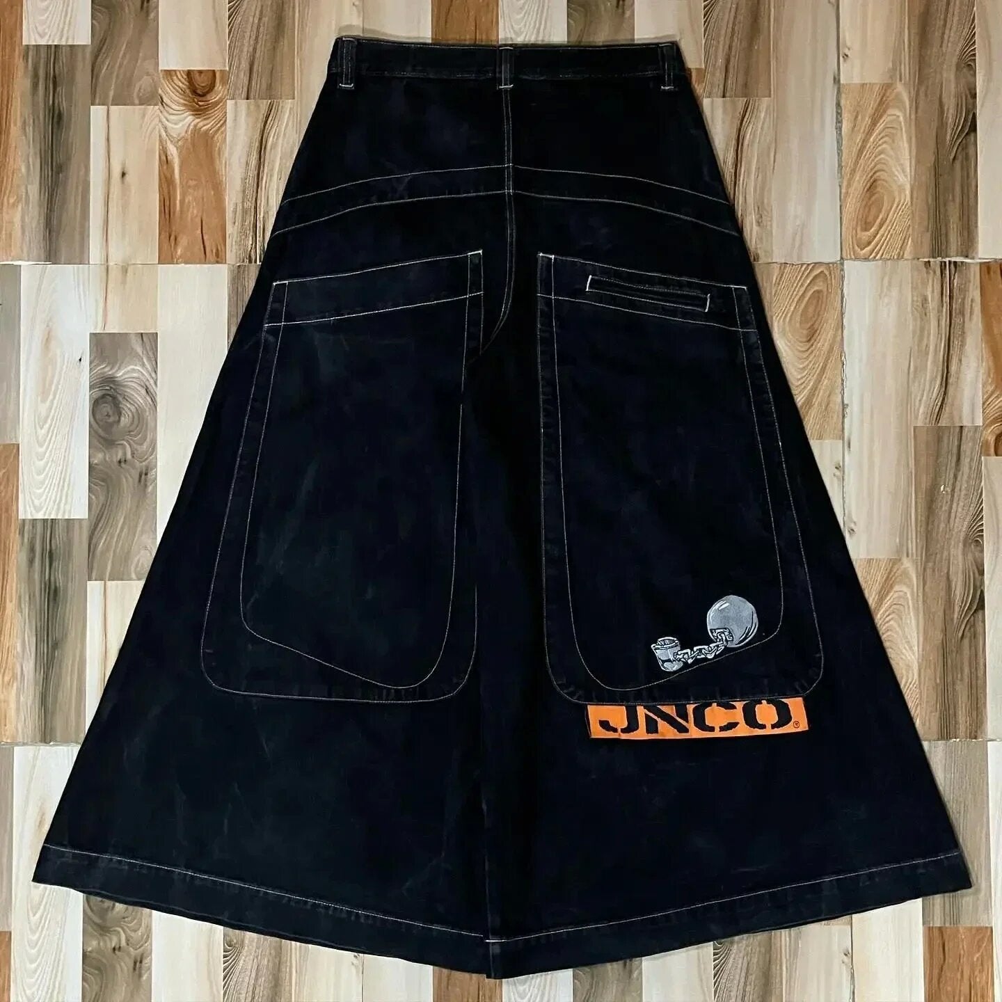Loose Fit Retro Pattern Jeans Street Casual Wide Leg Pants