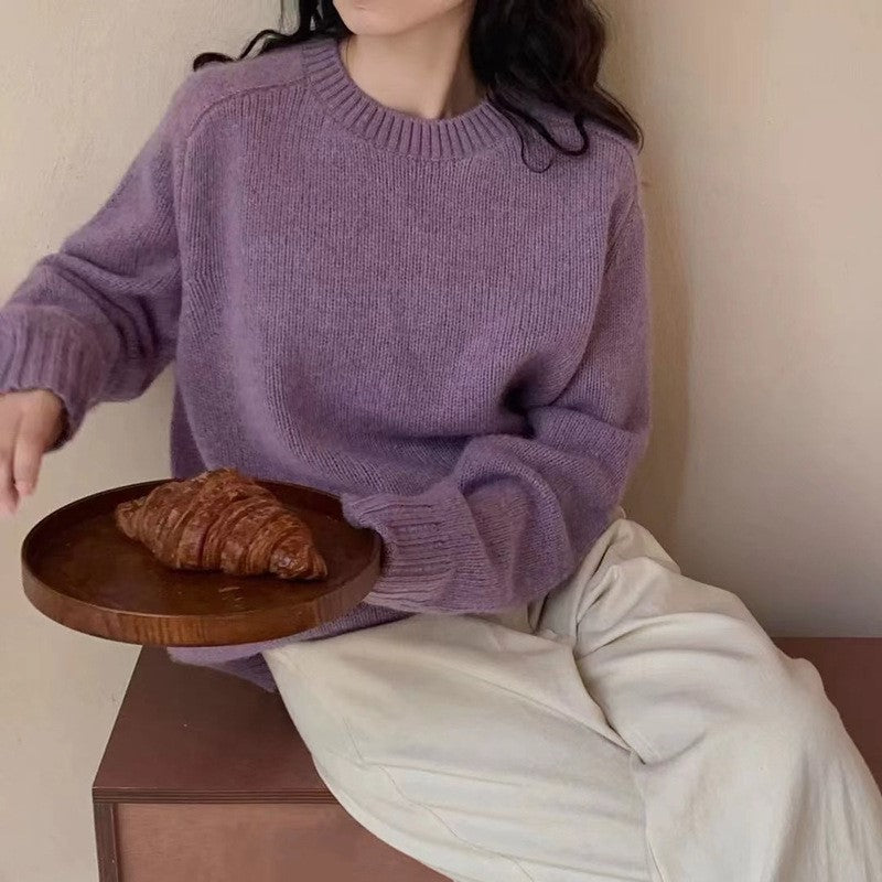 Loose Fit Round Neck Pullover Sweater