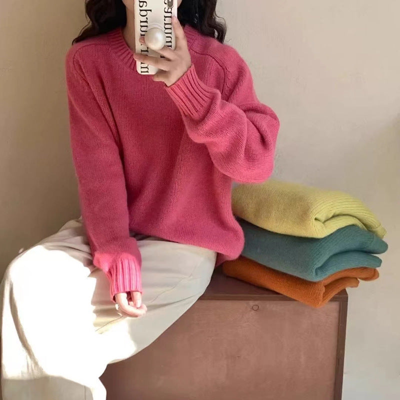 Loose Fit Round Neck Pullover Sweater