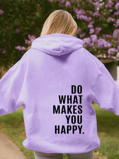 Loose Fit Vintage Print Hooded Pullover Top