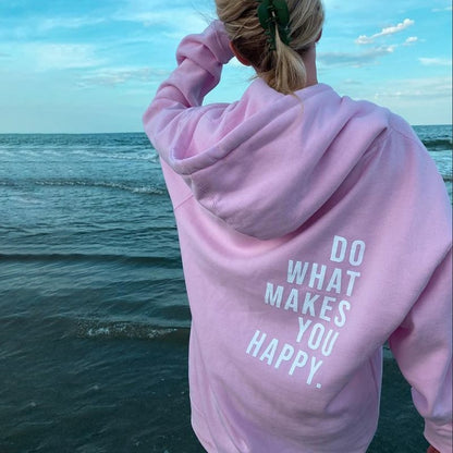 Loose Fit Vintage Print Hooded Pullover Top