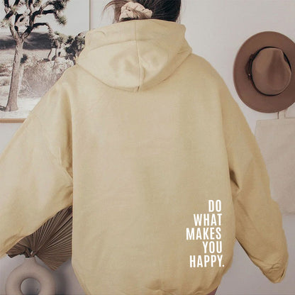 Loose Fit Vintage Print Hooded Pullover Top