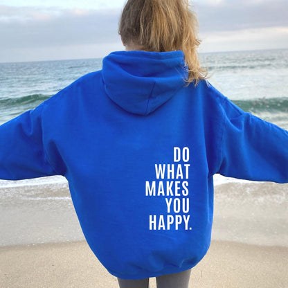 Loose Fit Vintage Print Hooded Pullover Top