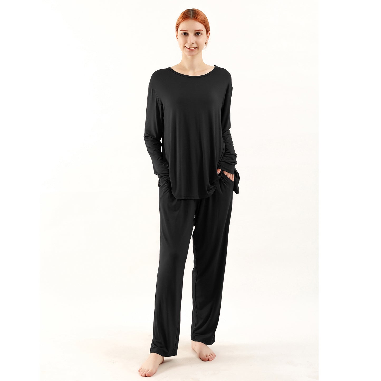Loose-fitting, high-elasticity long-sleeved trousers suit