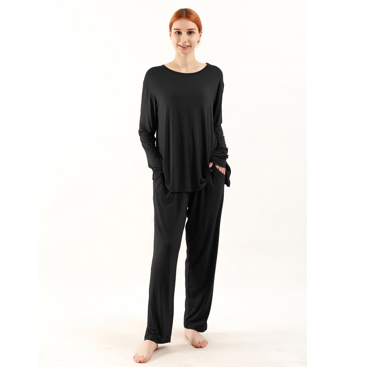 Loose-fitting, high-elasticity long-sleeved trousers suit