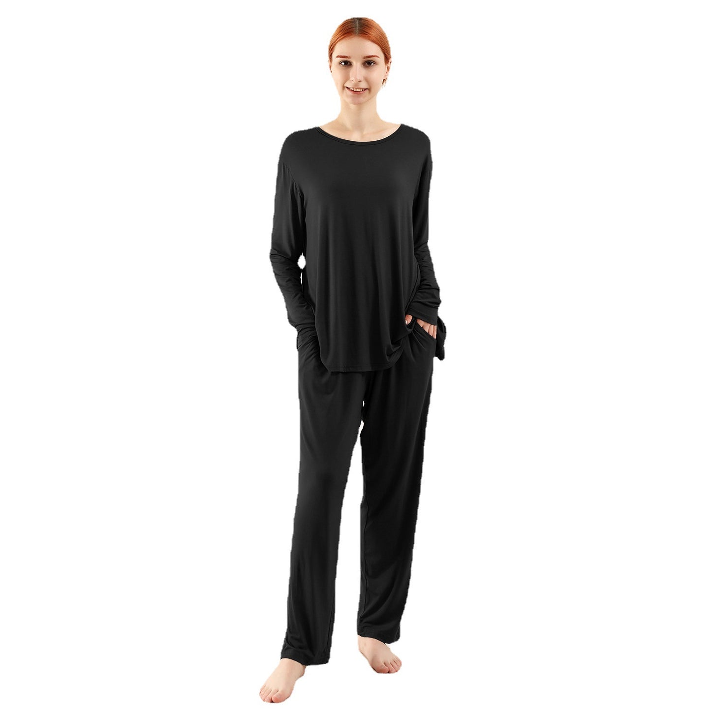 Loose-fitting, high-elasticity long-sleeved trousers suit