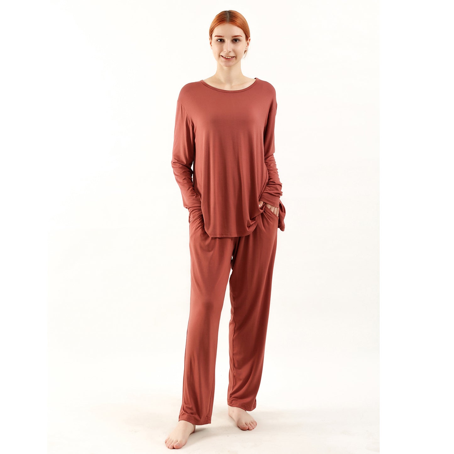 Loose-fitting, high-elasticity long-sleeved trousers suit