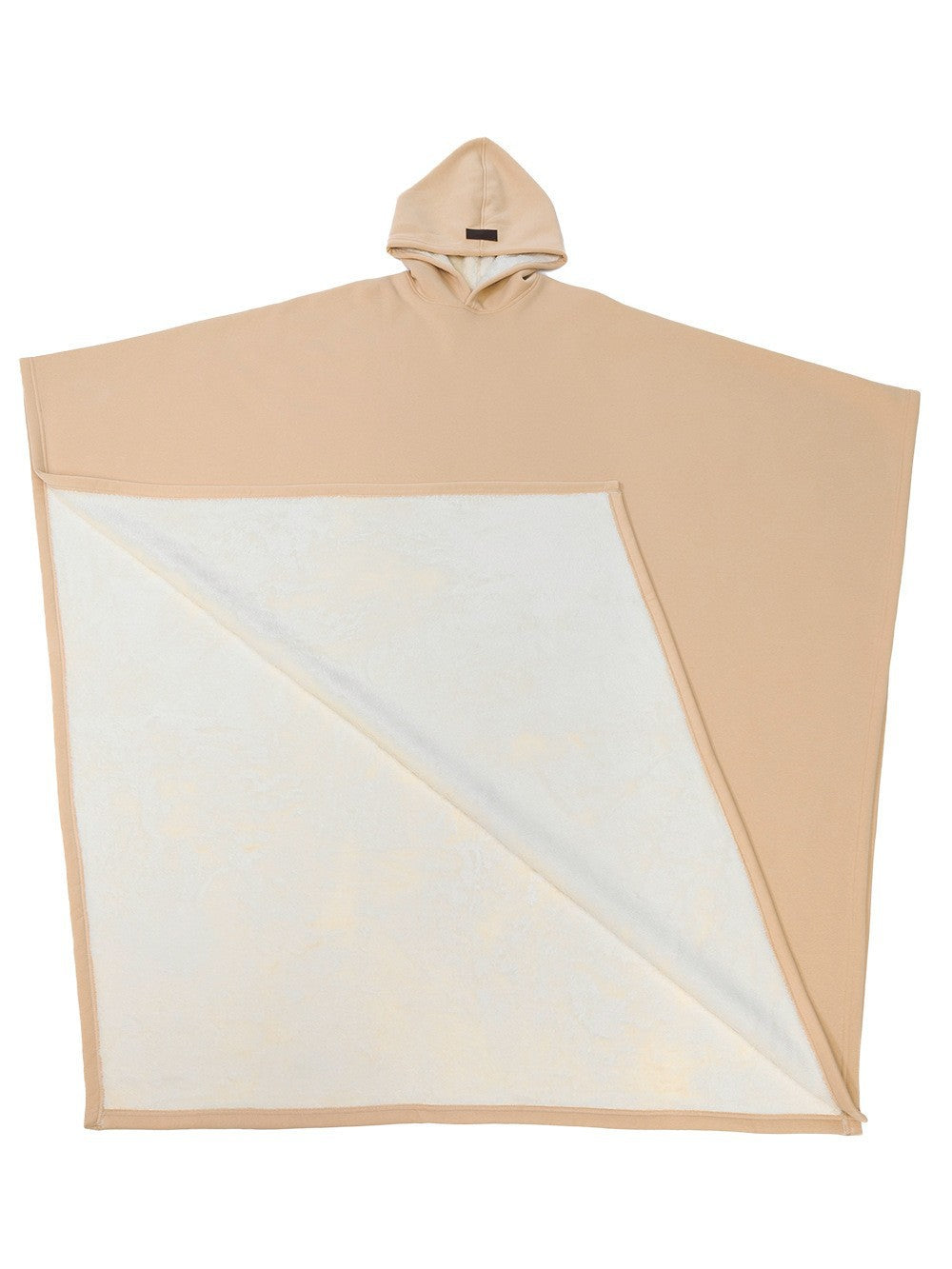 Loose-fitting hooded buttoned cape