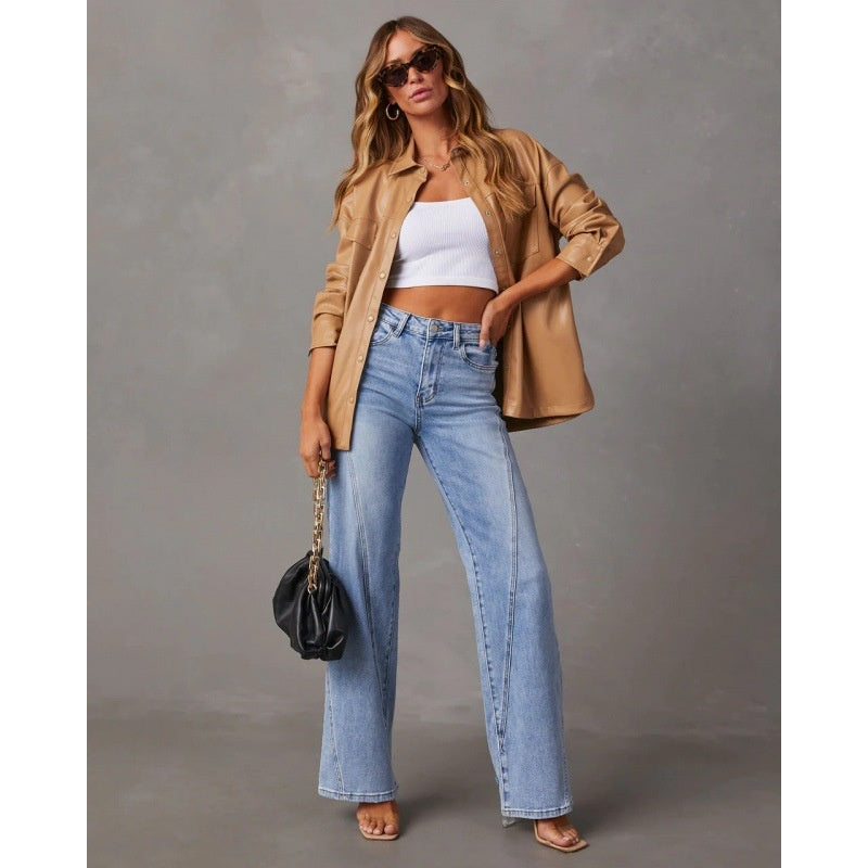Loose-fitting wide-leg women's jeans