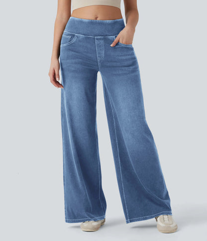 Loose-fitting zip-up wide-leg pants