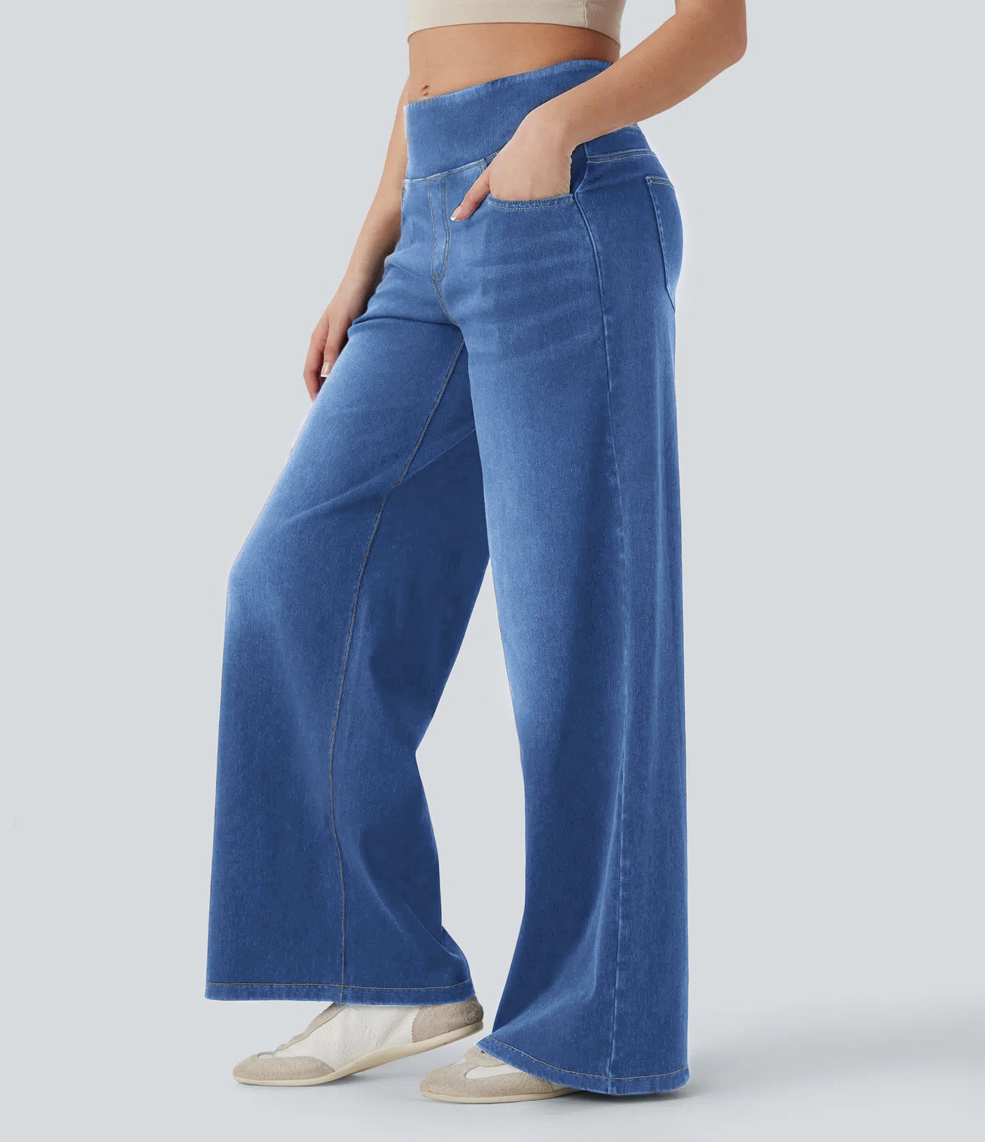 Loose-fitting zip-up wide-leg pants