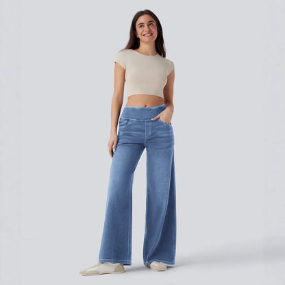 Loose-fitting zip-up wide-leg pants