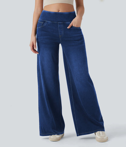 Loose-fitting zip-up wide-leg pants
