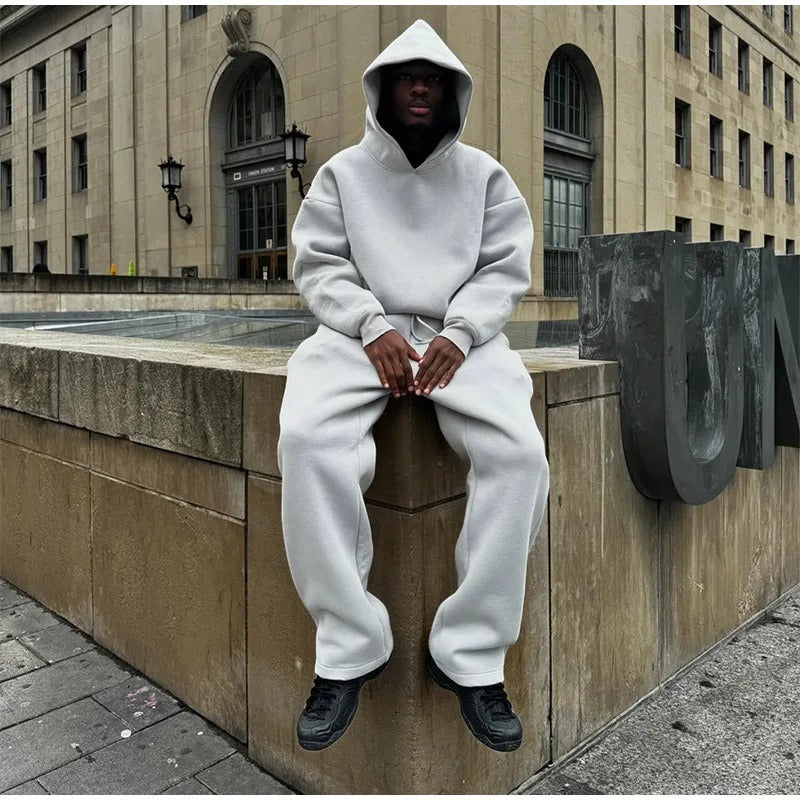 Loose fleece pullover with hood