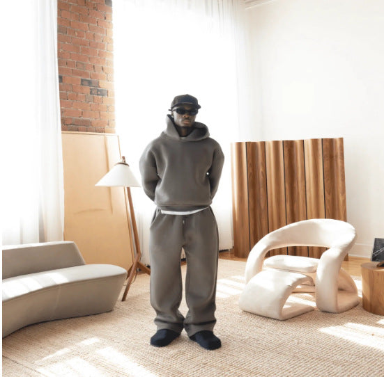 Loose fleece pullover with hood