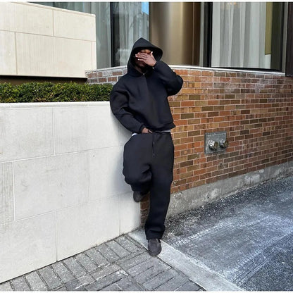 Loose fleece pullover with hood