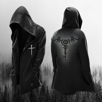 Loose hooded sweatshirt jacket