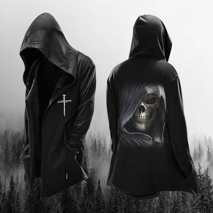 Loose hooded sweatshirt jacket