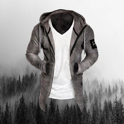 Loose hooded sweatshirt jacket