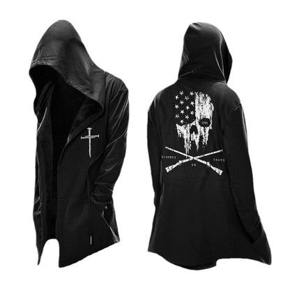 Loose hooded sweatshirt jacket