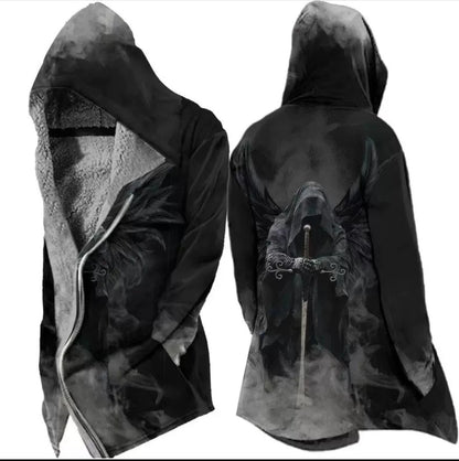 Loose hooded sweatshirt jacket