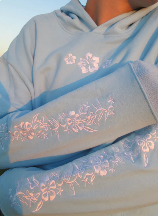 Loose hoodie with printed five-pointed stars