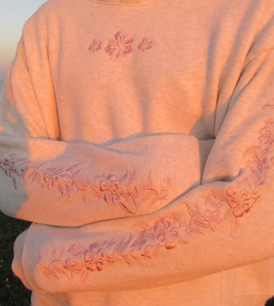 Loose hoodie with printed five-pointed stars