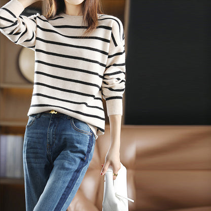 Loose-Knit Sweater with Round Neck