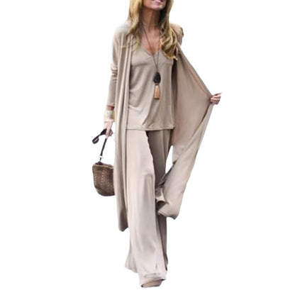 Loose plain-color three-piece collar halter-neck dress