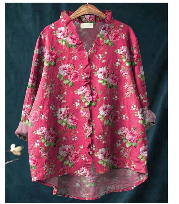 Loose Print Round Neck Casual Women's T-shirt