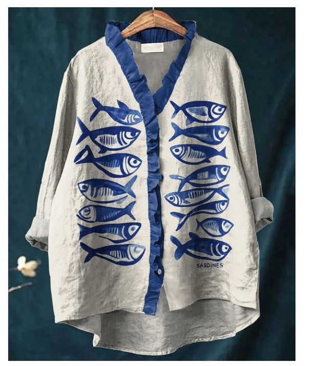 Loose Print Round Neck Casual Women's T-shirt
