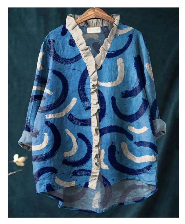 Loose Print Round Neck Casual Women's T-shirt