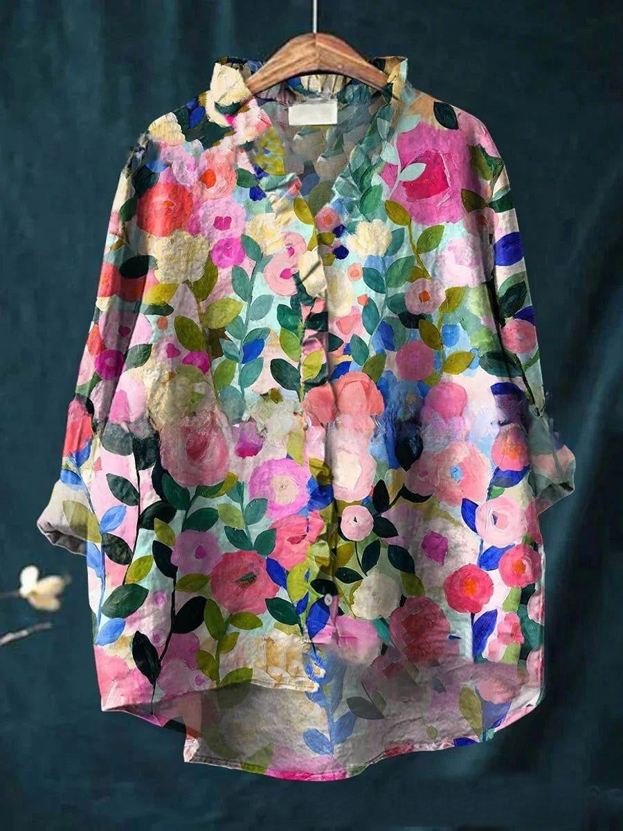 Loose Print Round Neck Casual Women's T-shirt