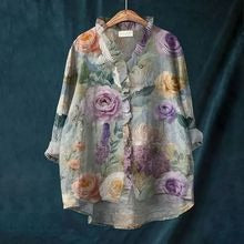 Loose Print Round Neck Casual Women's T-shirt