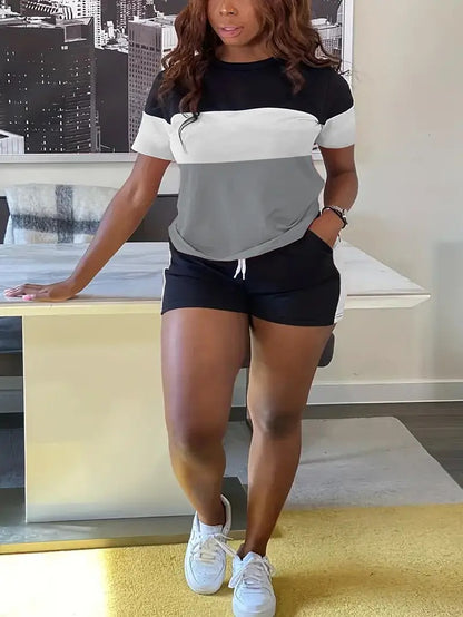 Loose print short sleeve shorts