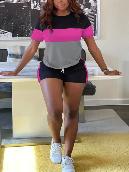 Loose print short sleeve shorts
