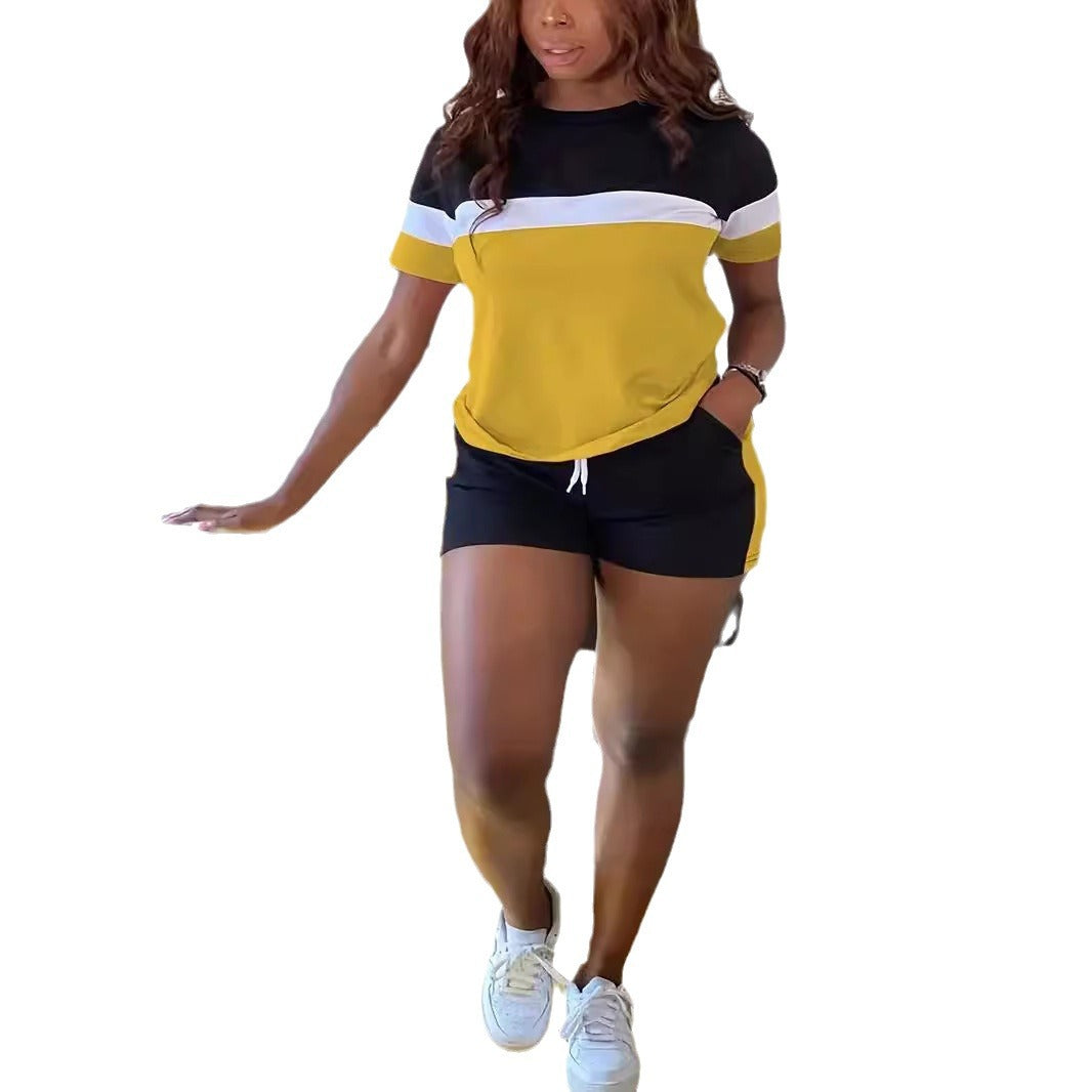 Loose print short sleeve shorts