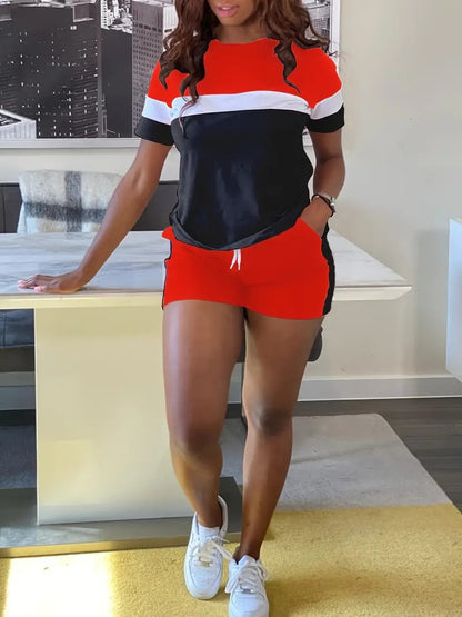 Loose print short sleeve shorts
