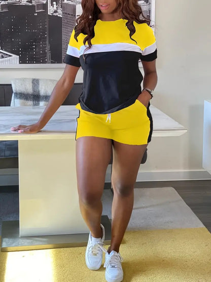 Loose print short sleeve shorts