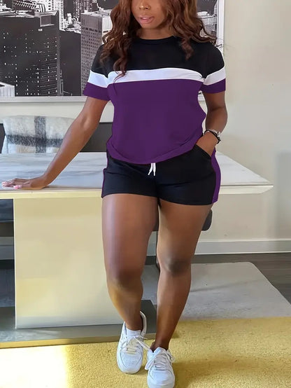 Loose print short sleeve shorts