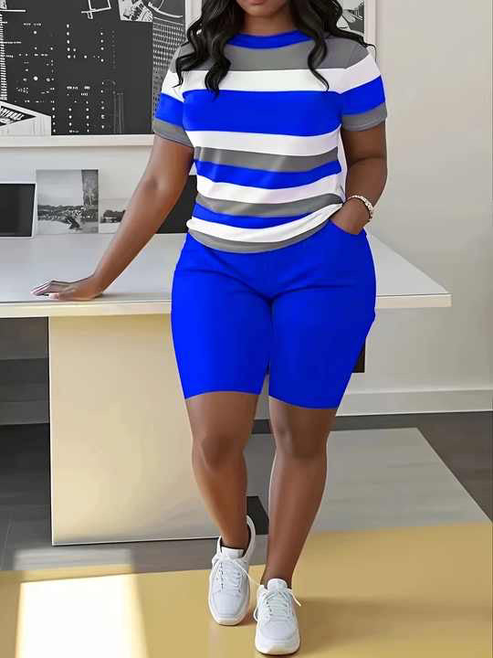 Loose print short sleeve shorts