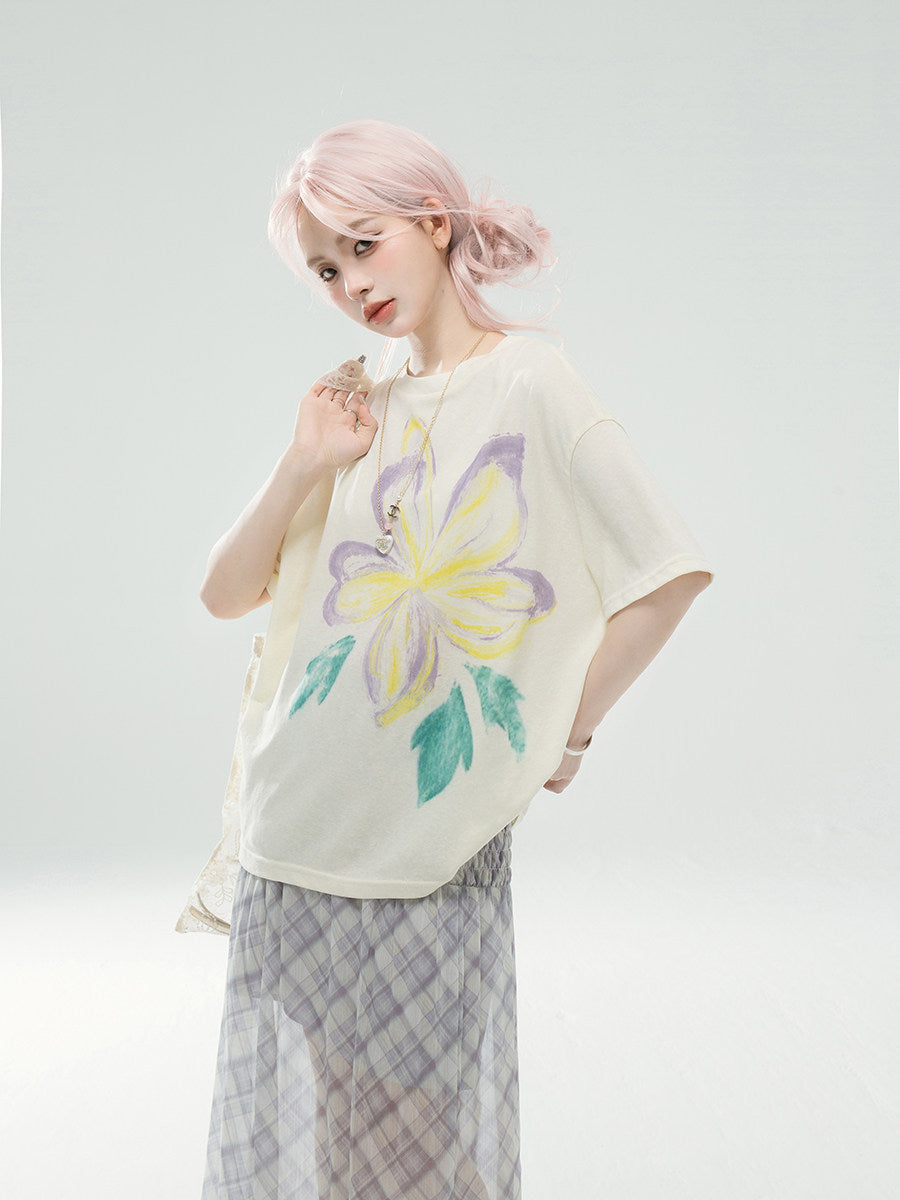 Loose Print Sun Protection T-Shirt
