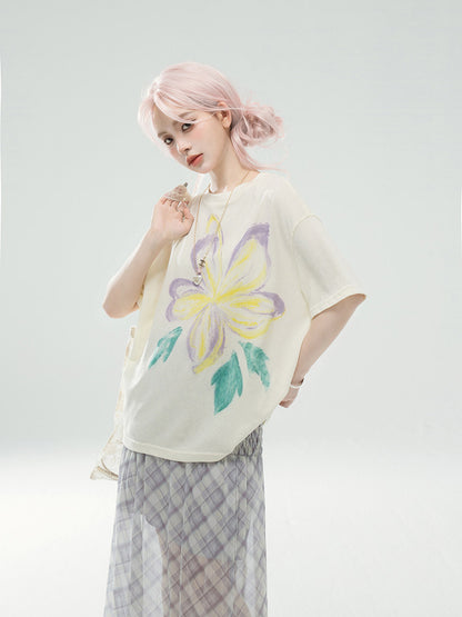 Loose Print Sun Protection T-Shirt