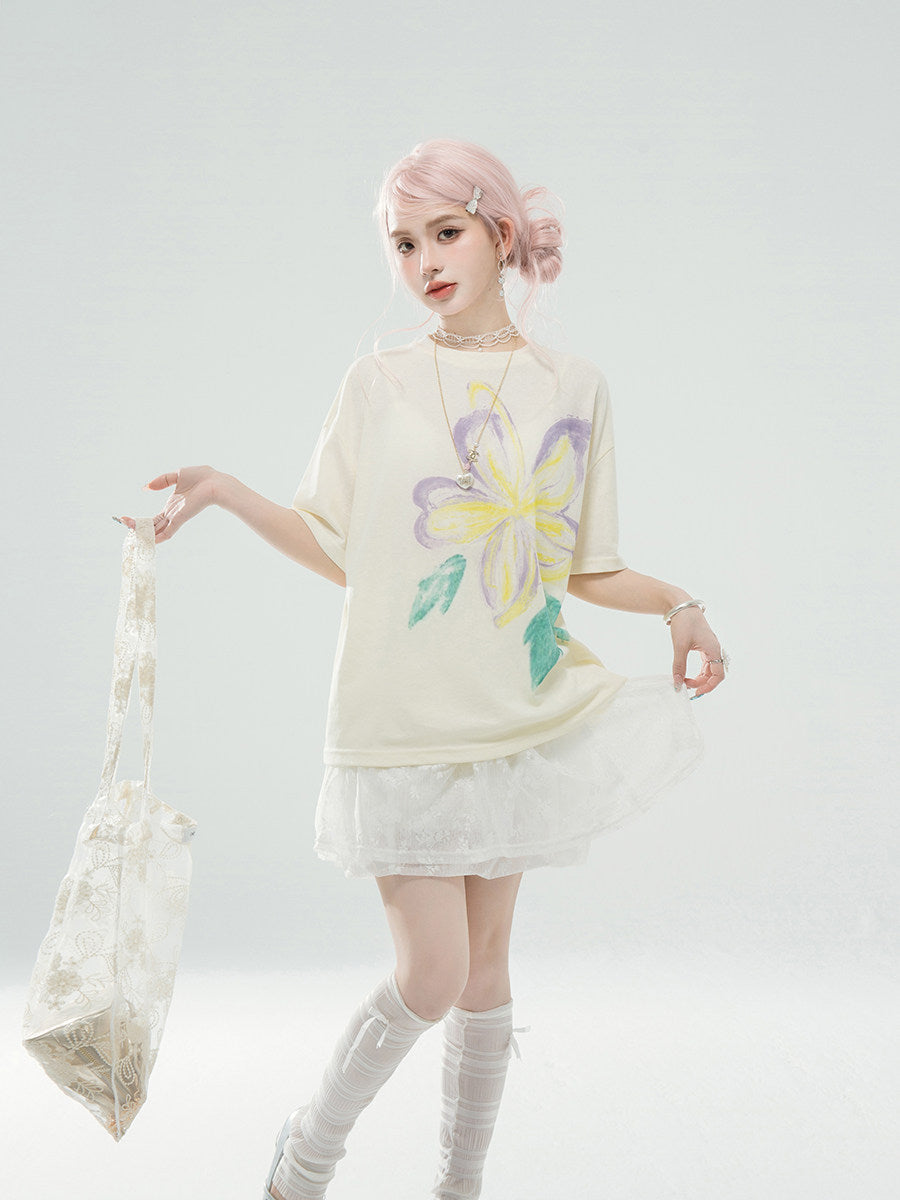 Loose Print Sun Protection T-Shirt