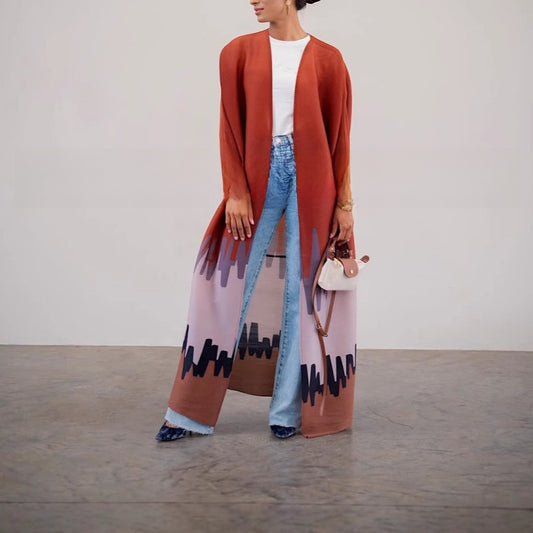 Loose printed lapel robe