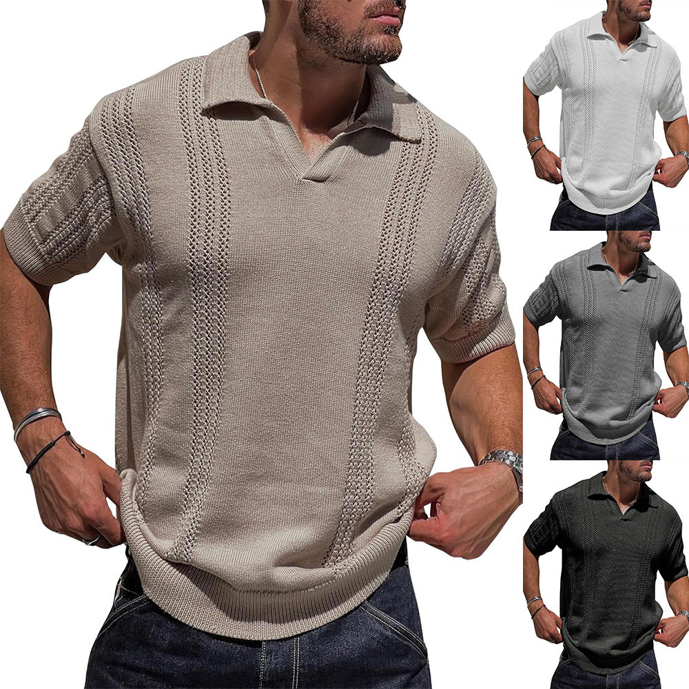 Loose Pure Color Cut Out Men's Tops for Men